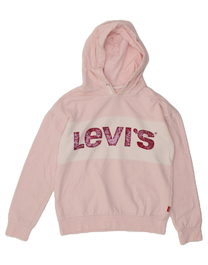 LEVI'S Girls Graphic Hoodie Jumper 15-16 Years Pink Cotton Vintage Levi's and Second-Hand Levi's from Messina Hembry 