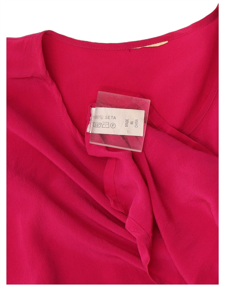 Blusa feminina vintage UK 16 grande seda rosa