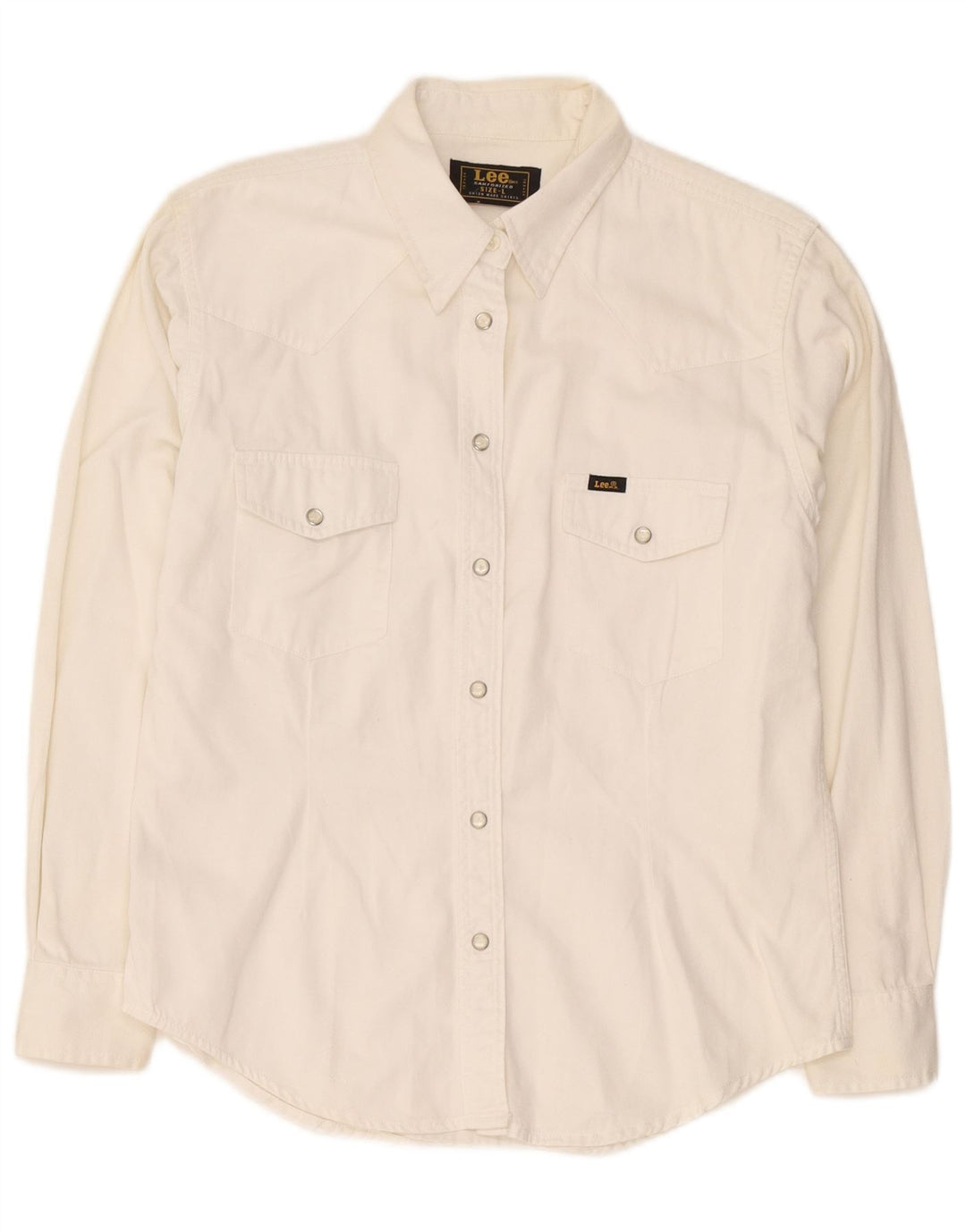 Camisa jeans feminina Lee Reino Unido 16 grande algodão branco
