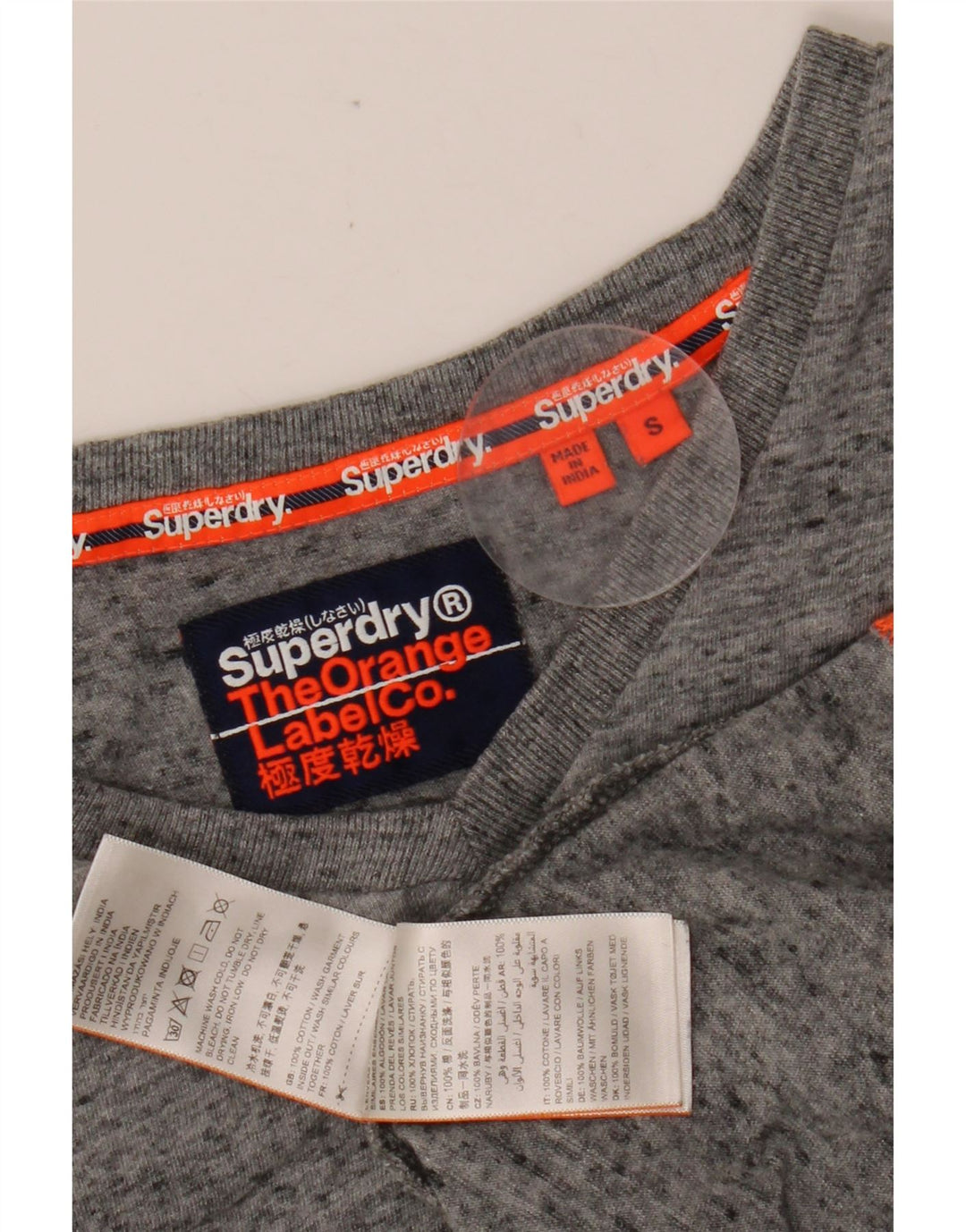 Camiseta masculina SUPERDRY top pequeno algodão manchado cinza