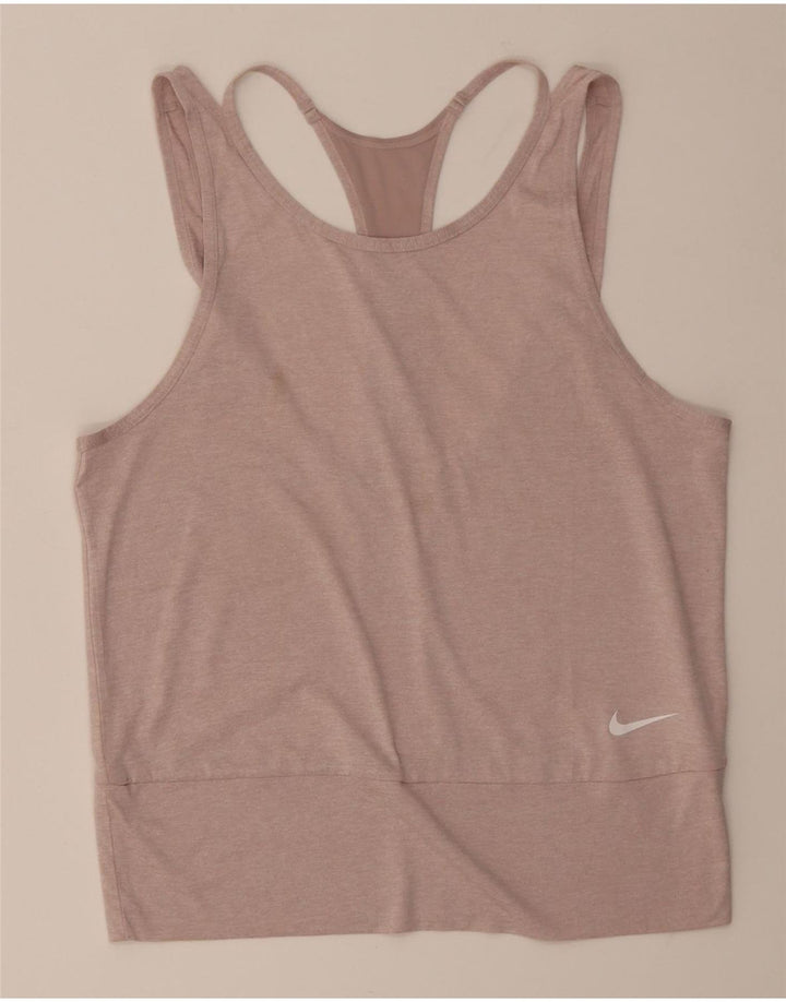 Nike Womens Dri Fit Vest Top UK 12 Médio Rosa Poliéster