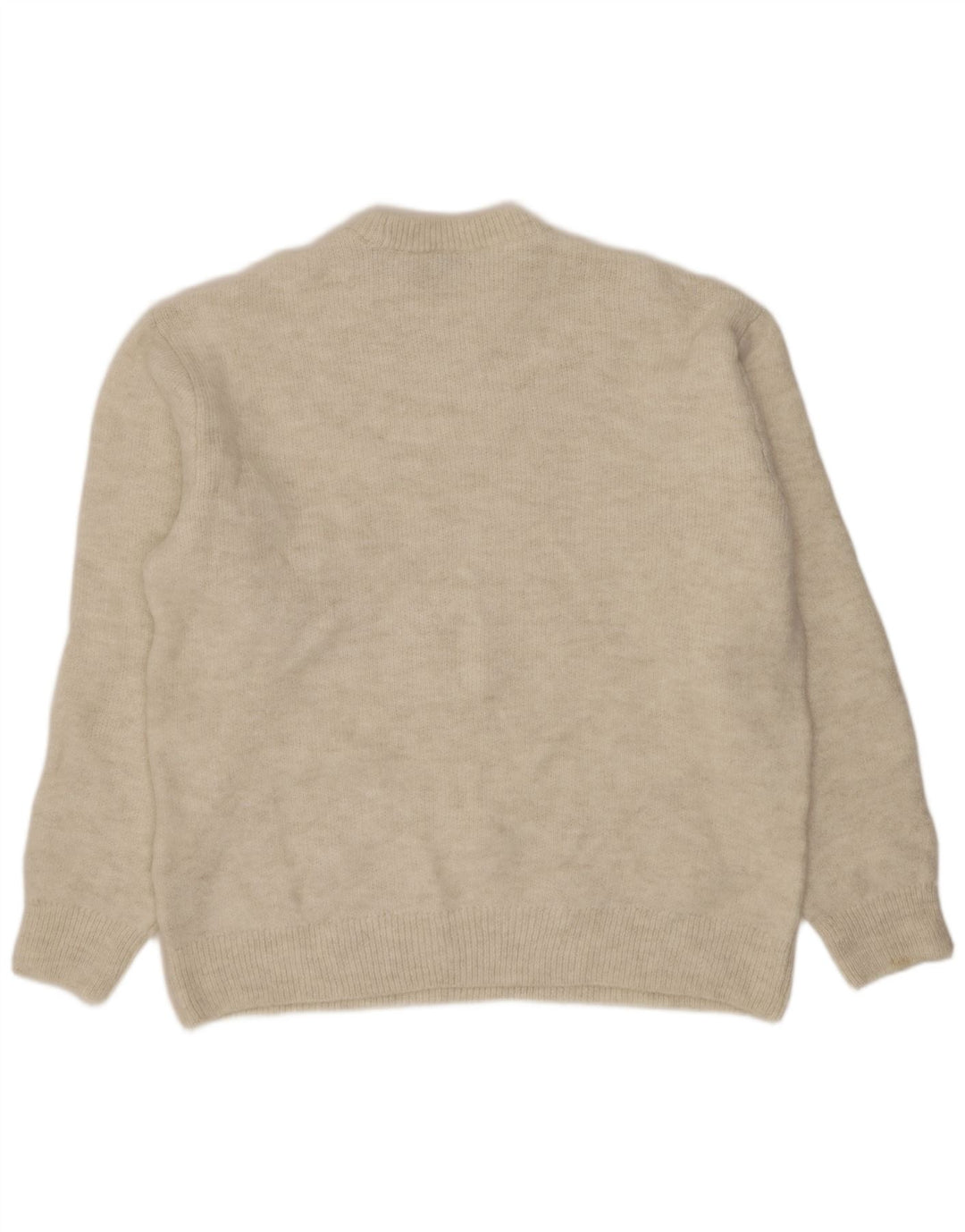 Suéter masculino ZARA com gola redonda, grande acrílico bege
