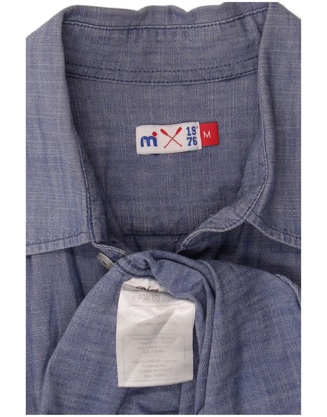Camisa masculina vintage algodão azul médio