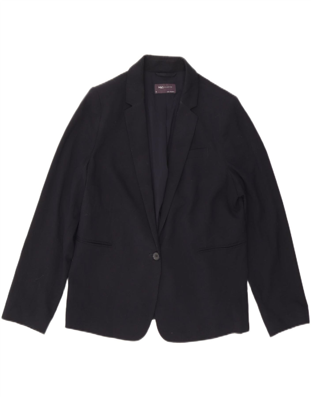 Jaqueta blazer feminina Marks & Spencer com 1 botão Reino Unido 14 grande azul marinho