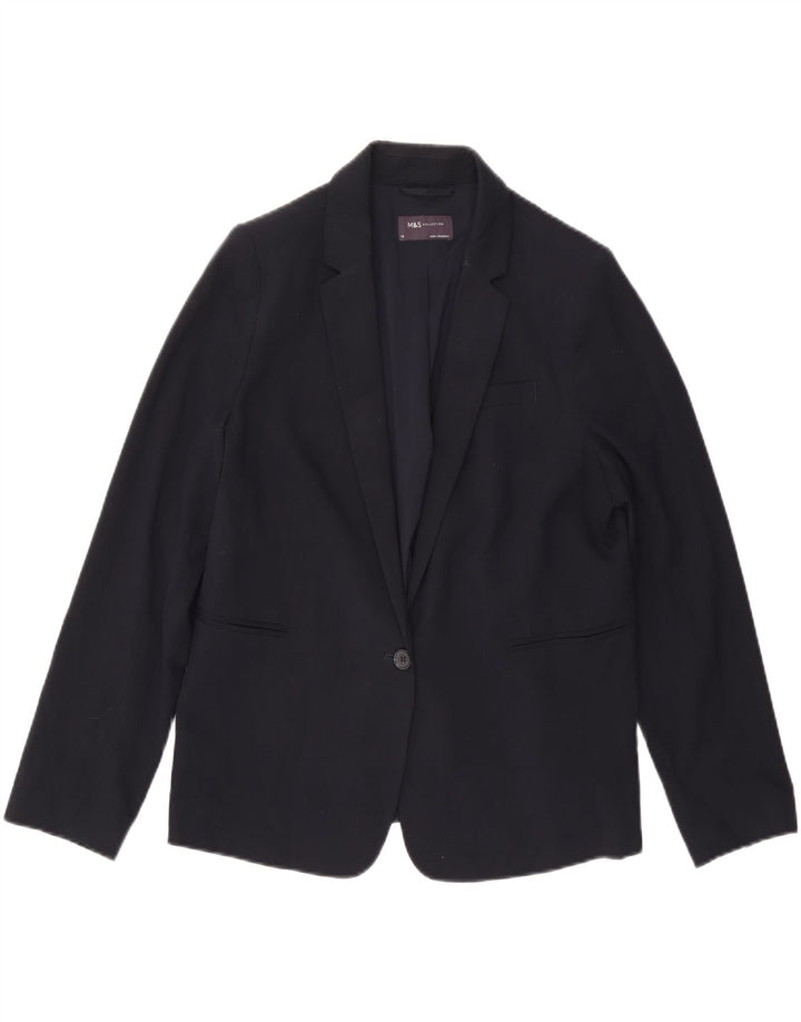 Jaqueta blazer feminina Marks & Spencer com 1 botão Reino Unido 14 grande azul marinho