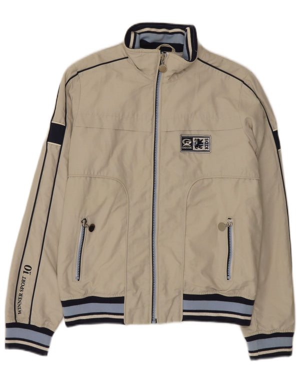 Jaqueta bomber gráfica Geox Boys 11-12 anos bege algodão colorblock