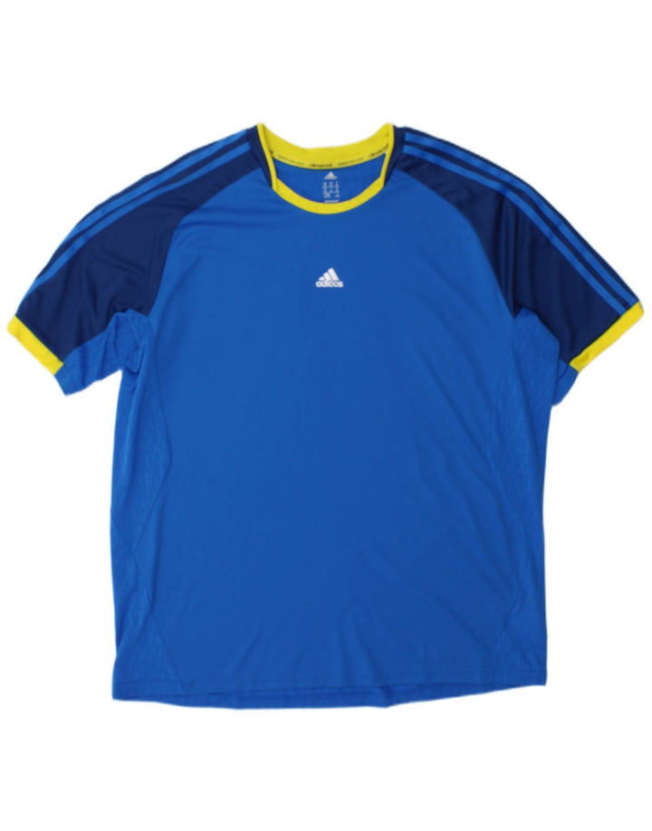Adidas Masculino Climacool Camiseta Top XL Azul Colorblock Poliéster