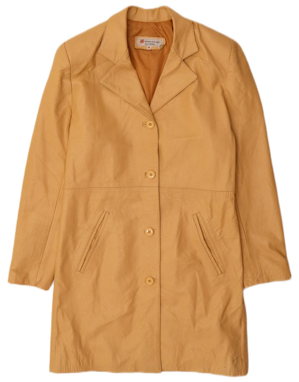 Casaco de couro feminino Carmen UK 12 couro amarelo médio