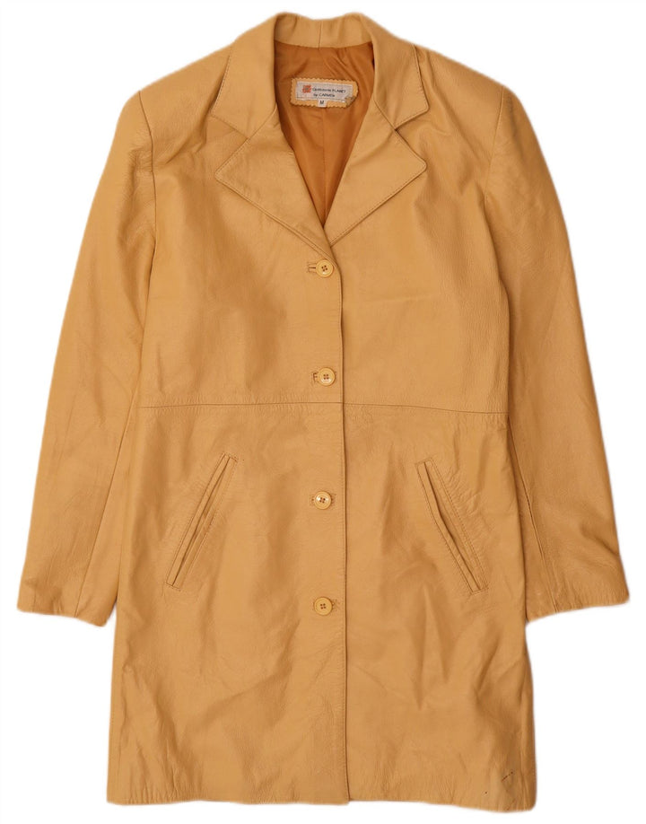 Casaco de couro feminino Carmen UK 12 couro amarelo médio