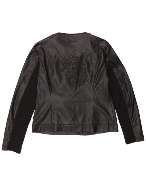 Jaqueta feminina de couro sintético Desigual EU 46 XL poliuretano preto