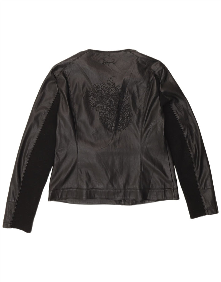 Jaqueta feminina de couro sintético Desigual EU 46 XL poliuretano preto