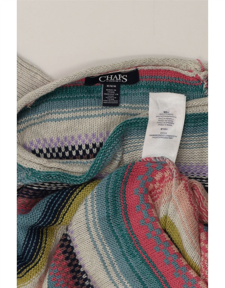 Suéter feminino CHAPS com gola canoa UK 14 médio listrado multicolorido