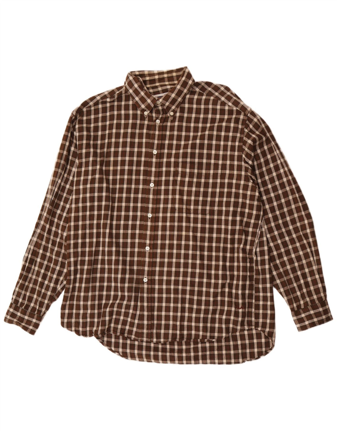 Camisa masculina de flanela Fila XL marrom xadrez algodão