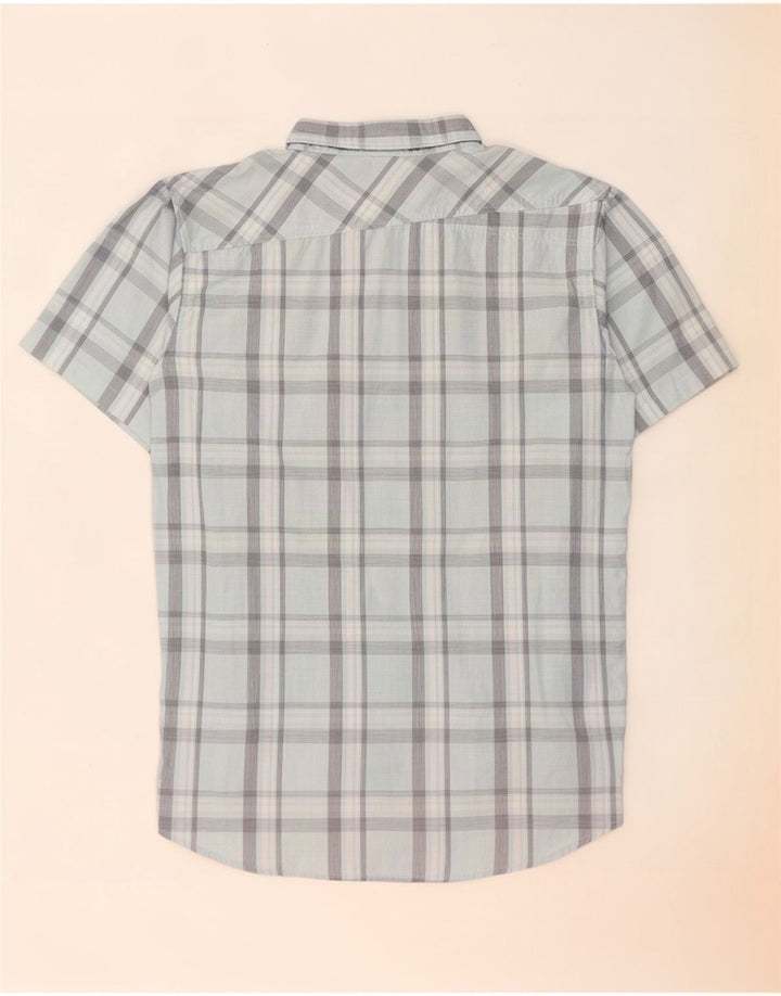 Camisa masculina de manga curta Oakley algodão xadrez azul médio