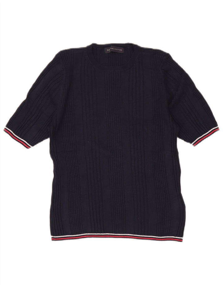 Suéter feminino MARKS & SPENCER com gola redonda Reino Unido 14 grande azul marinho
