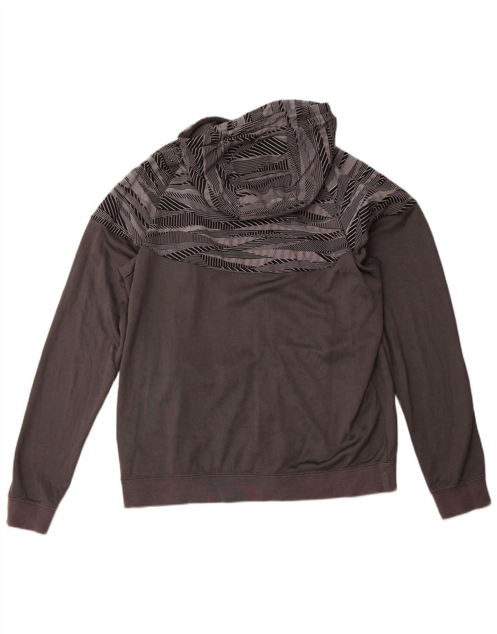 Suéter masculino NIKE com capuz e zíper grande algodão geométrico cinza