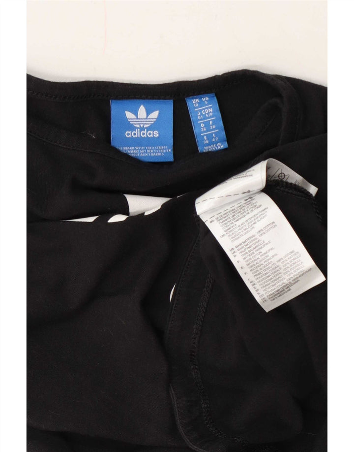 Adidas Womens Graphic Vest Top UK 10 Pequeno Algodão Preto