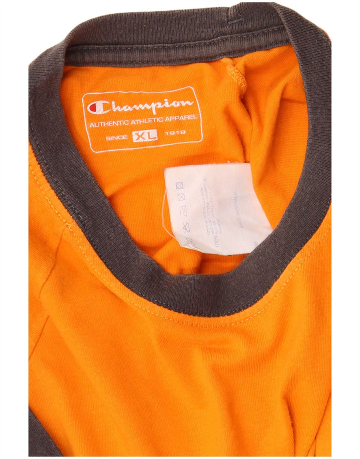 CHAMPION Mens Heritage Classics Camiseta Top XL Algodão Laranja