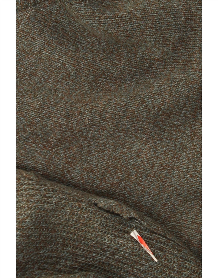 Suéter cardigã masculino vintage 2XL cáqui