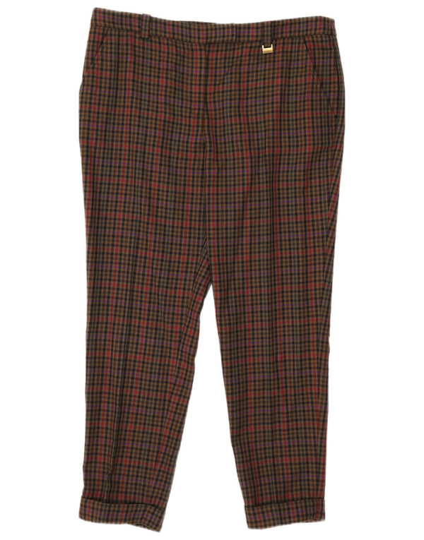 Luisa Spagnoli Calça cropped feminina justa IT 48 XL W36 L27 Khaki Gingham