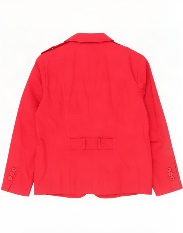 Jaqueta blazer feminina Bianca militar com 3 botões Reino Unido 18 XL algodão vermelho