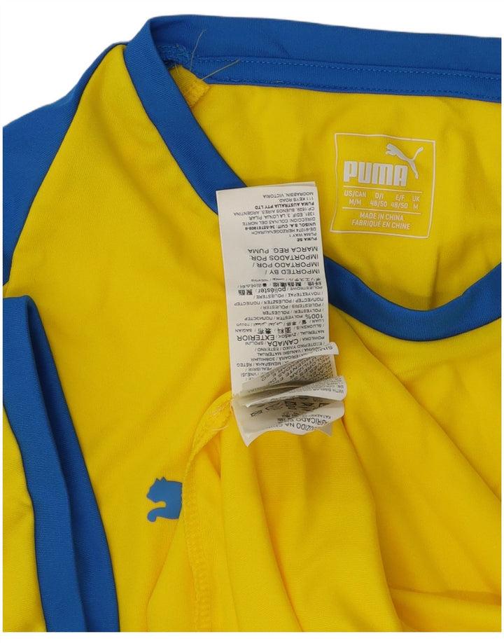 Camiseta masculina Puma Top médio amarelo colorblock poliéster