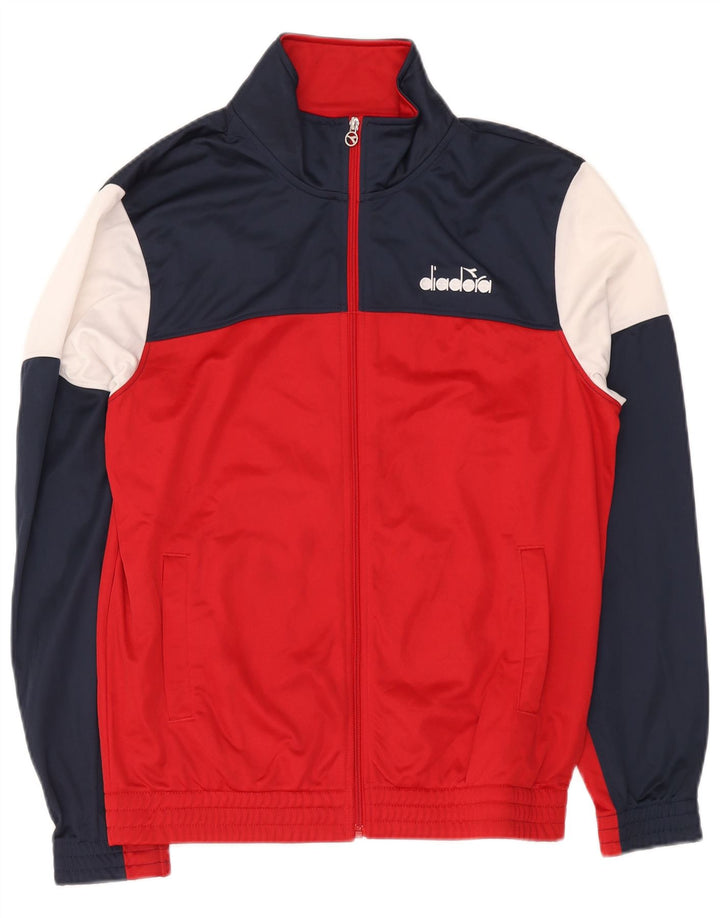 Diadora Mens Tracksuit Top Jacket Grande Poliéster Colorblock Vermelho