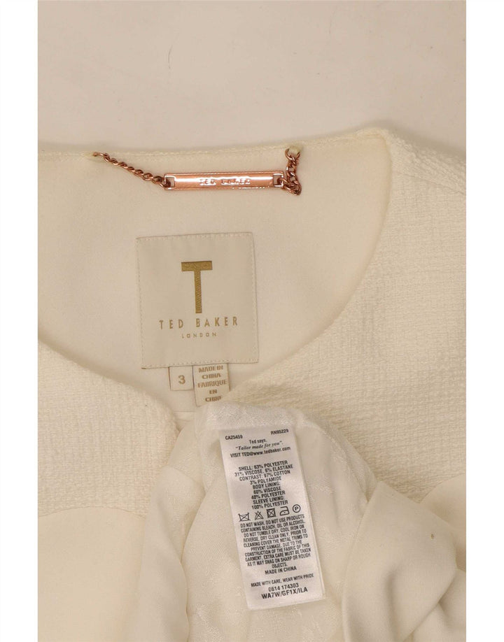 Jaqueta blazer feminina Ted Baker tamanho 3 poliéster branco médio