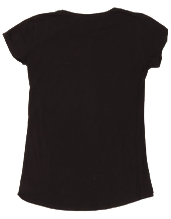 Camiseta feminina gráfica Benetton UK 10 pequena preta