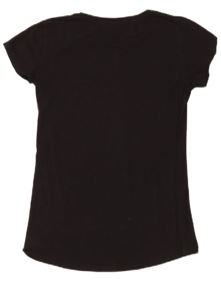 Camiseta feminina gráfica Benetton UK 10 pequena preta