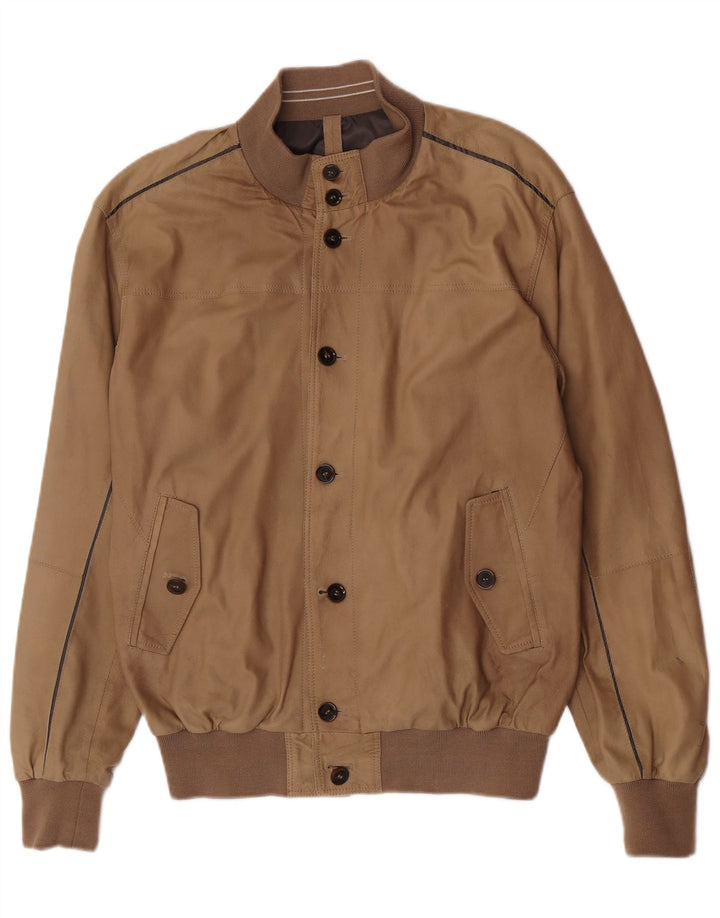 Jaqueta bomber masculina de couro Mabrun IT 54 2XL couro marrom