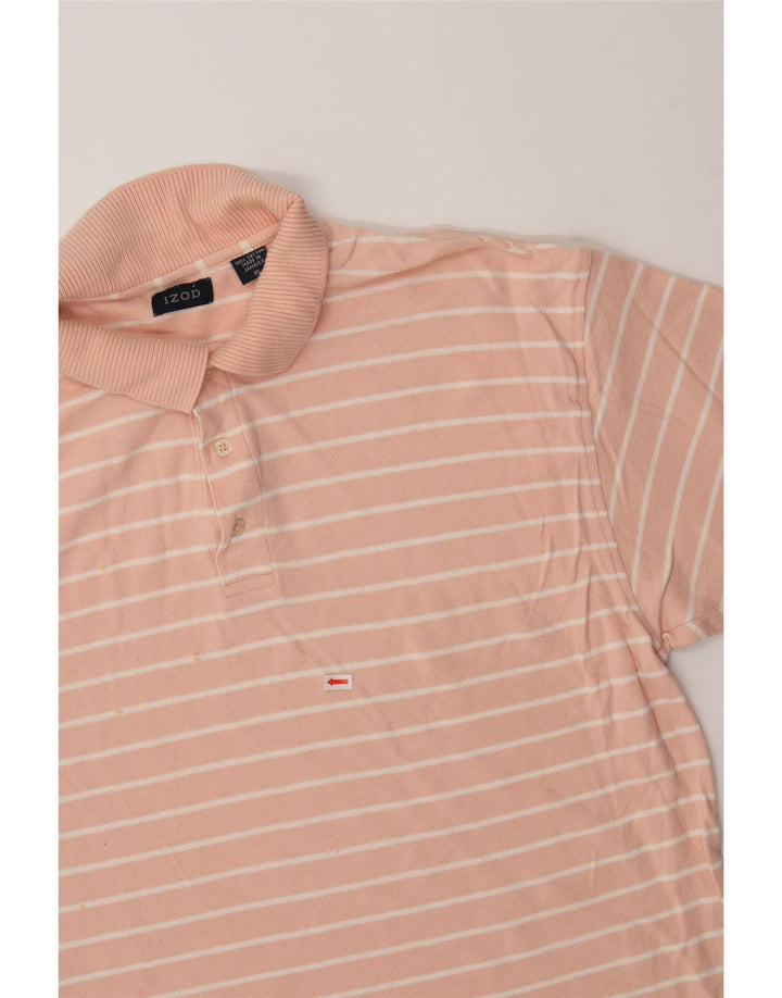 IZOD Mens Polo Shirt XL Pink Pinstripe Cotton Vintage Izod and Second-Hand Izod from Messina Hembry 