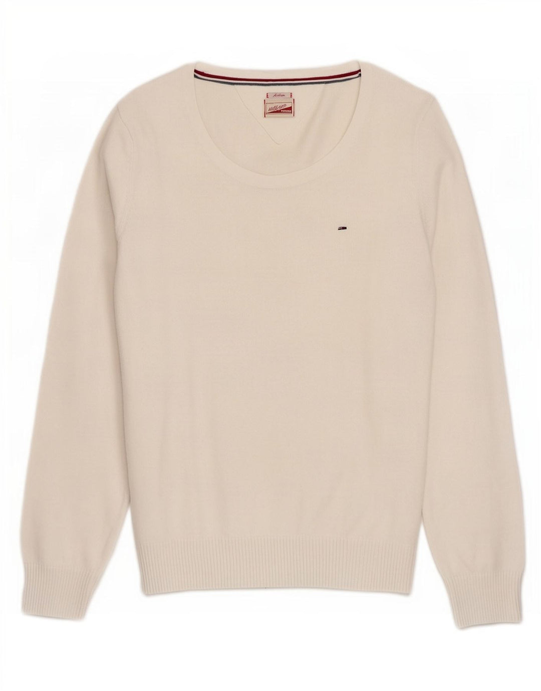 Suéter feminino Tommy Hilfiger com gola canoa e branco médio