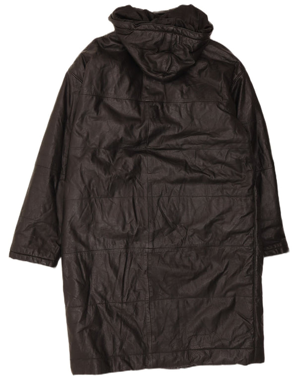 Casaco feminino de couro com capuz Orfatti IT 48 XL preto