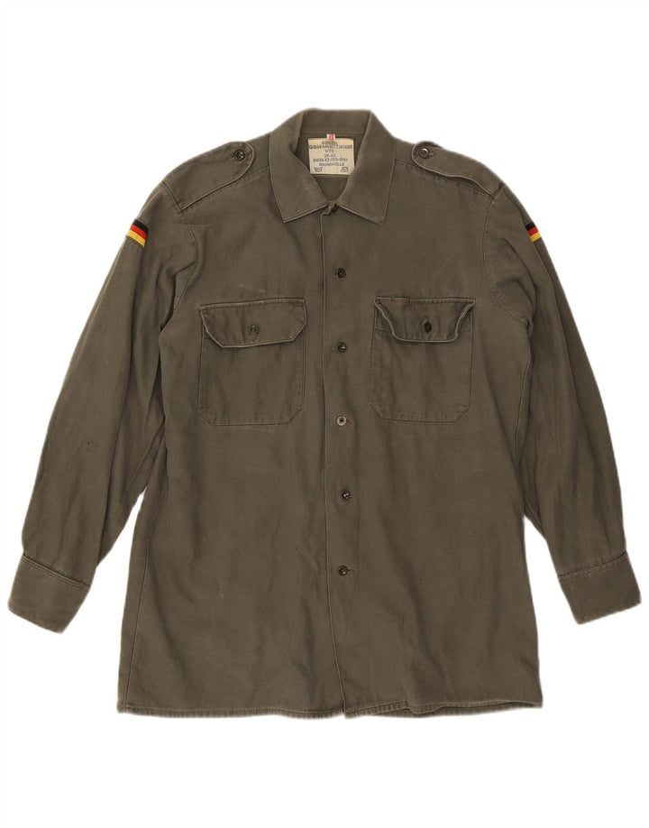 Camisa militar masculina vintage tamanho 39/40 cáqui médio