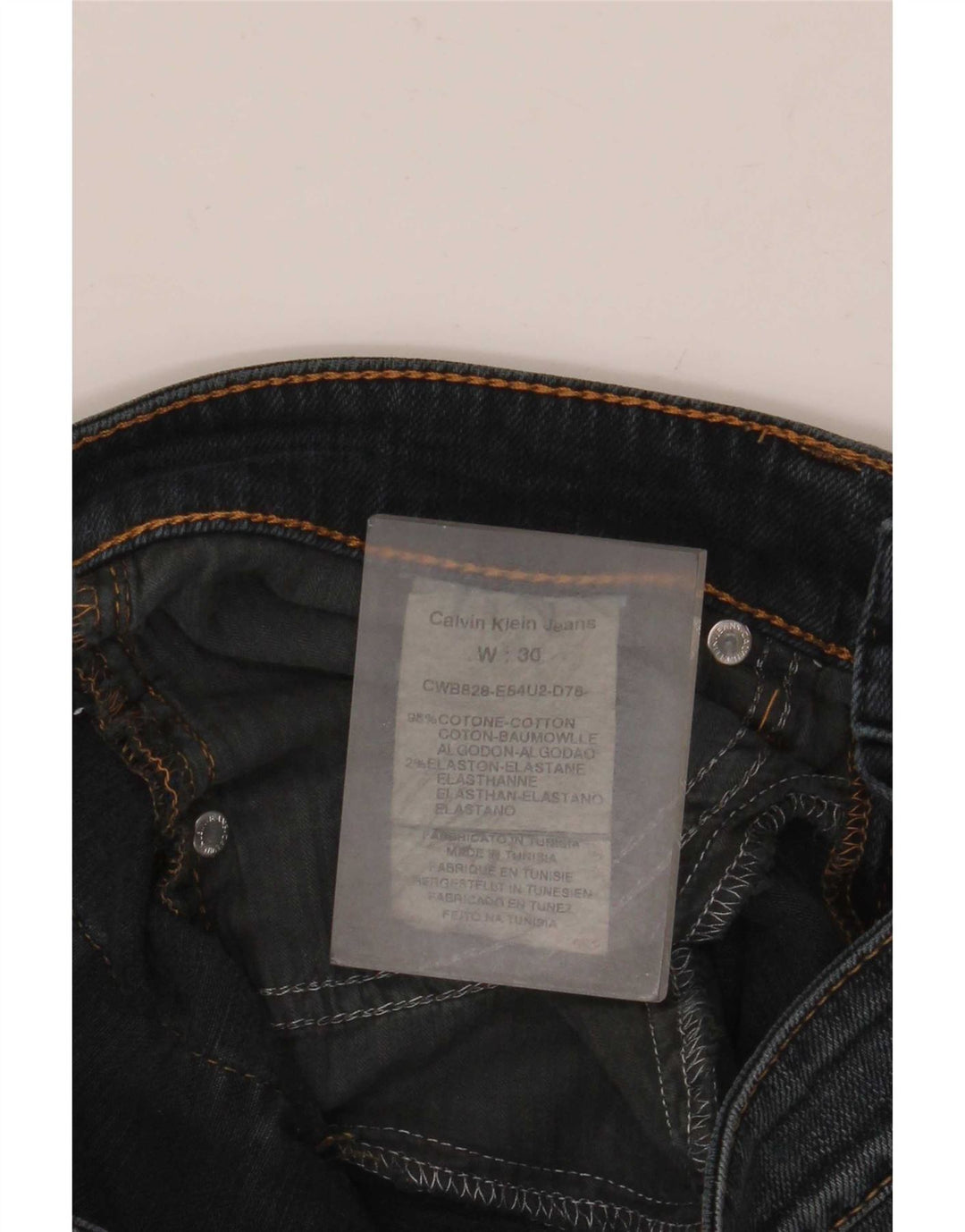 Calça jeans reta feminina Calvin Klein W30 L26 algodão azul marinho