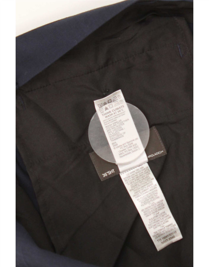 Calça feminina de ajuste regular Marks & Spencer W36 L29 azul marinho