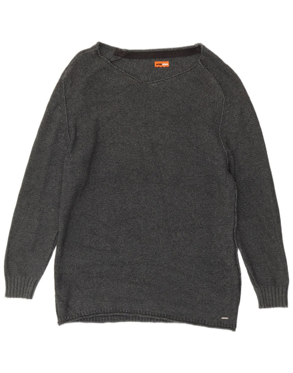 Suéter feminino Emilio Adani com gola canoa UK 20 2XL algodão cinza