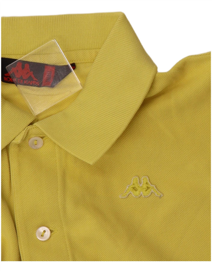 Camisa polo masculina Kappa pequena algodão amarelo