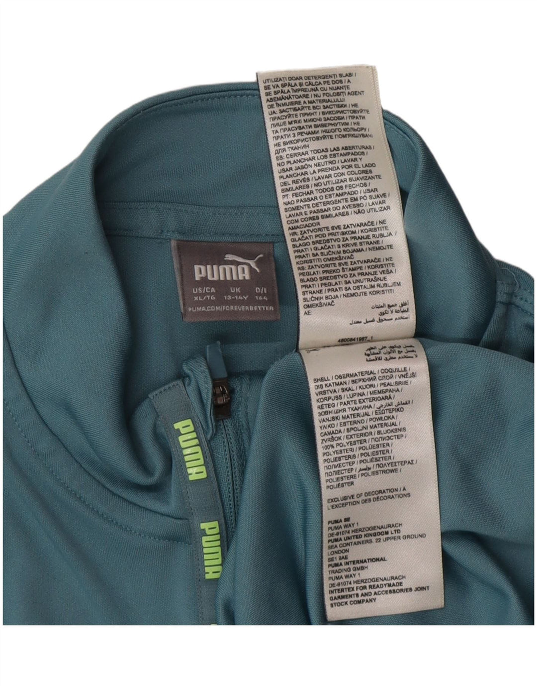 Puma Meninos Zip Neck Pullover Treino Top 13-14 Anos Azul Poliéster