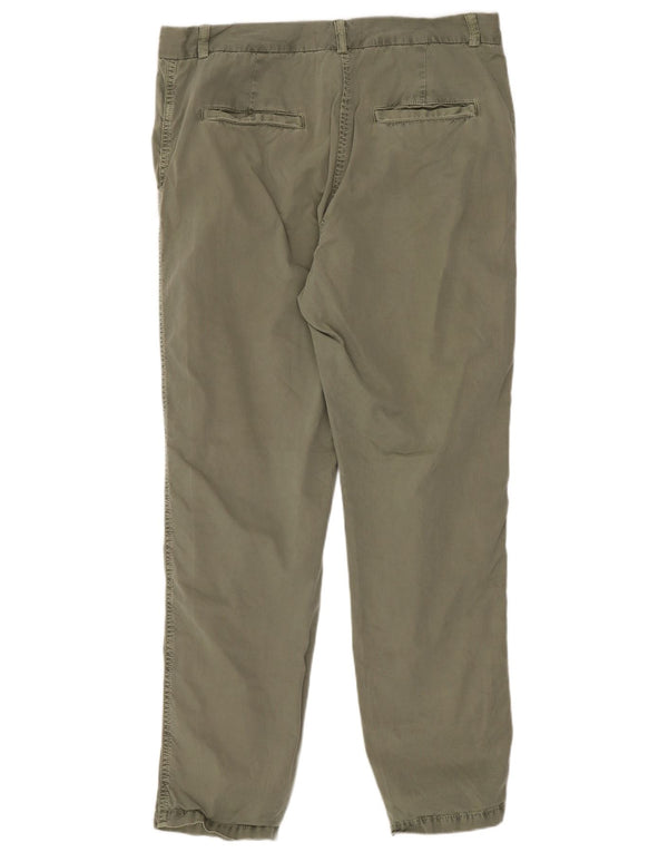 Calça chino reta feminina Marks & Spencer UK 12 médio W30 L28 cáqui