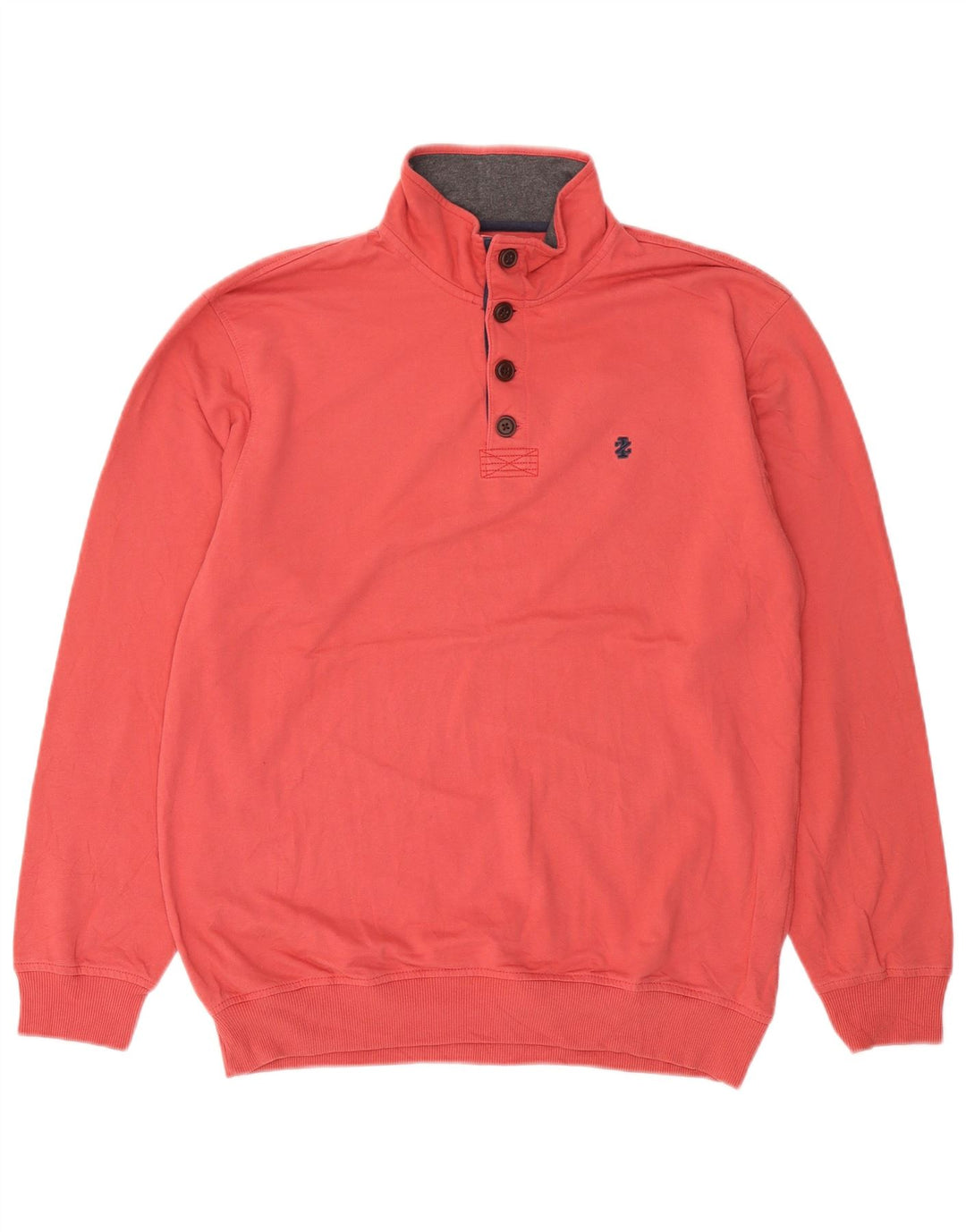 Suéter masculino Izod com gola com botão e algodão vermelho médio