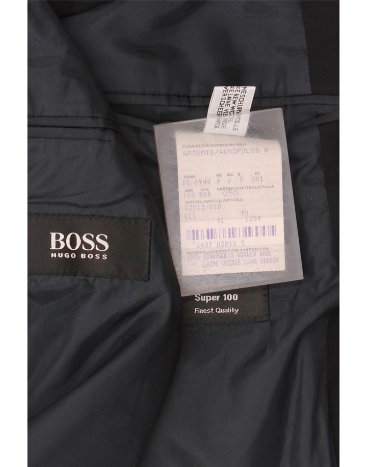Jaqueta blazer masculina de 3 botões Hugo Boss EU 50 grande lã virgem preta