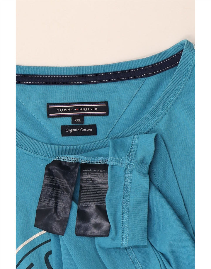 Camiseta gráfica masculina Tommy Hilfiger Top 2XL algodão azul