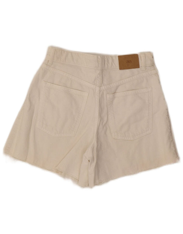 Zara Shorts jeans femininos de cintura alta 13-14 anos W26 algodão branco