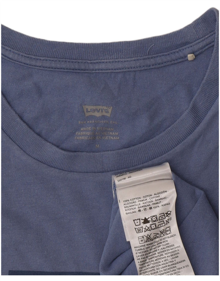 Camiseta feminina gráfica Levi's Top UK 14 algodão azul médio