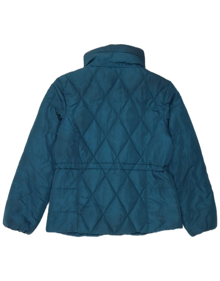 Jaqueta feminina acolchoada acolchoada Marks & Spencer Reino Unido 12 poliéster azul médio