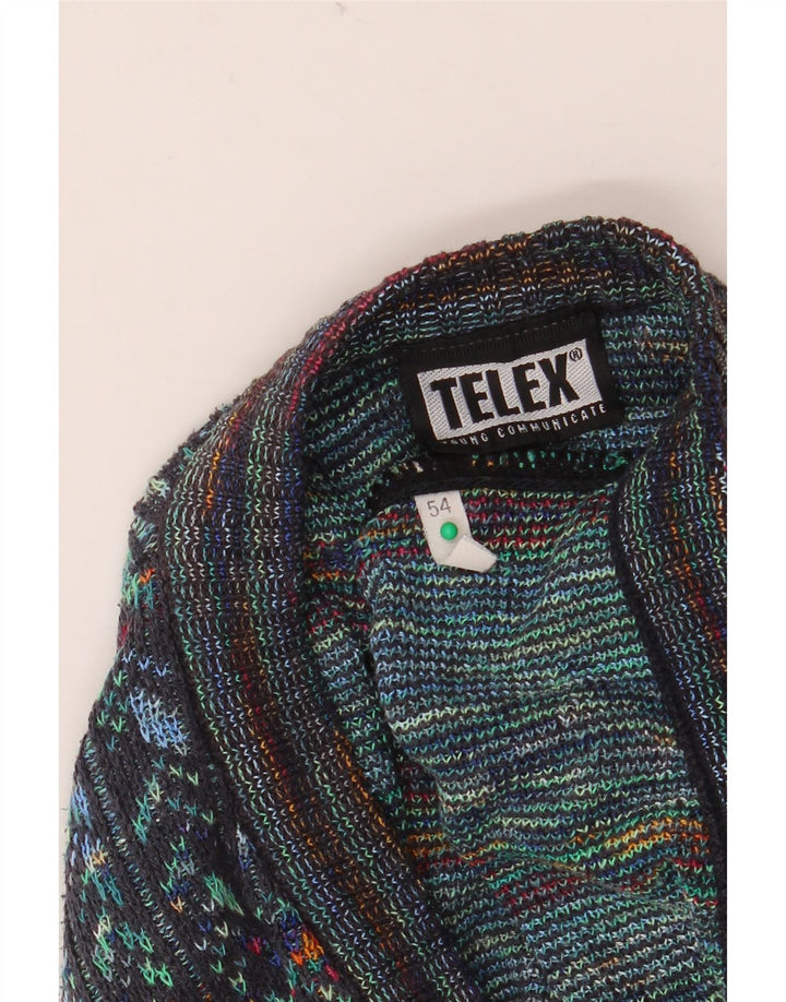 Suéter Cardigan Masculino Vintage IT 54 XL Multicolorido Geométrico