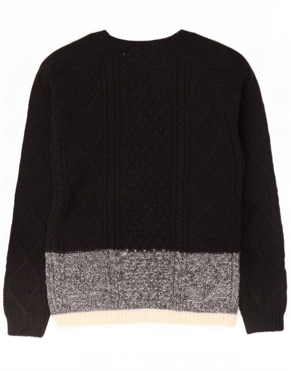 Suéter feminino Gap com gola canoa UK 14 médio preto colorblock nylon
