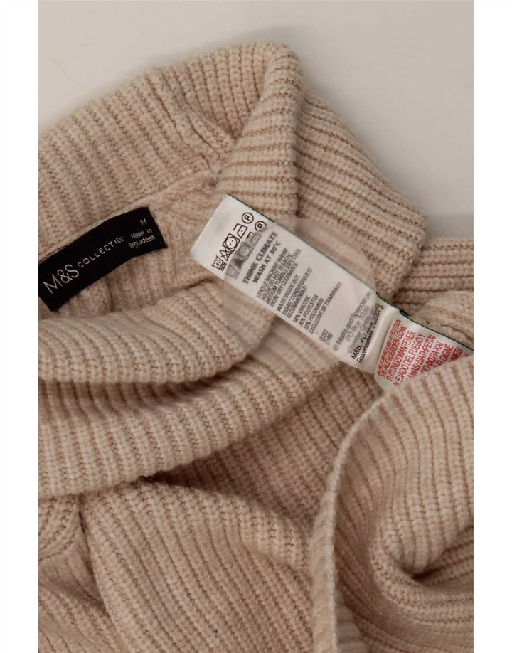 Suéter feminino Marks & Spencer com gola redonda Reino Unido 14 viscose bege médio
